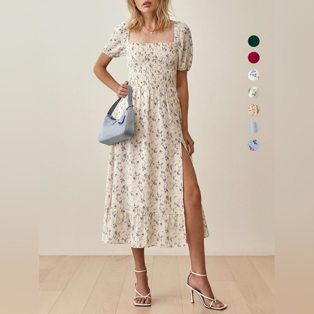 Like new reformation Floral Print Cream Dress